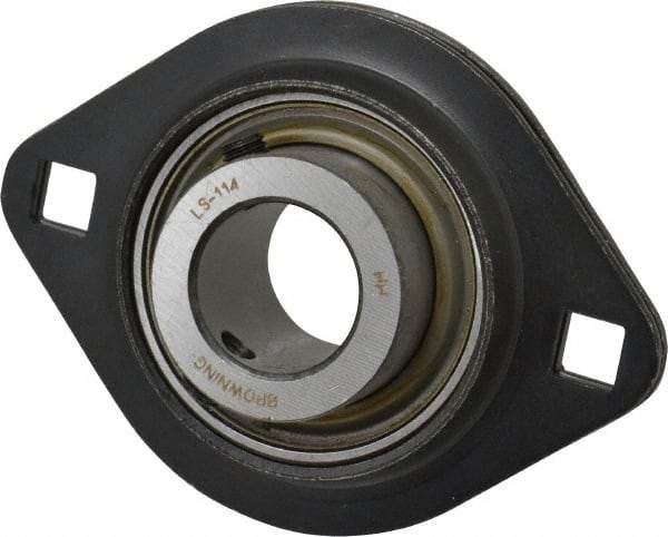 Browning - 7/8" ID, 3-3/4" OAL x 2-13/16" OAH 2-Bolt Flange - 1,651 Lb Static Cap, 2,801 Lb Dyn Cap, 3" Btw Mnt Hole Ctrs, 1-13/32" Base-to-Ctr Ht, Stamped Steel - Benchmark Tooling
