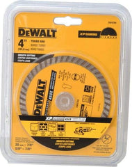 DeWALT - 4" Diam, 7/8" Arbor Hole Diam, Wet & Dry Cut Saw Blade - Diamond-Tipped, Standard Round Arbor - Benchmark Tooling