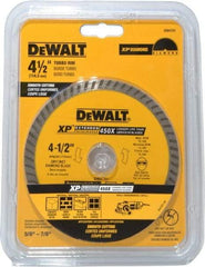 DeWALT - 4-1/2" Diam, 7/8" Arbor Hole Diam, Wet & Dry Cut Saw Blade - Diamond-Tipped, Standard Round Arbor - Benchmark Tooling