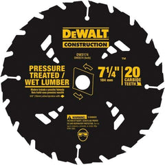 DeWALT - 7-1/4" Diam, 20 Tooth Wet & Dry Cut Saw Blade - Tungsten Carbide-Tipped, Standard Round Arbor - Benchmark Tooling