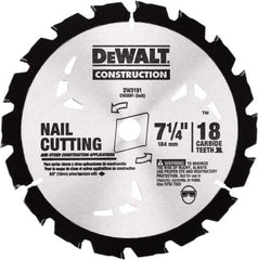 DeWALT - 7-1/4" Diam, 18 Tooth Wet & Dry Cut Saw Blade - Carbide-Tipped, Standard Round Arbor - Benchmark Tooling