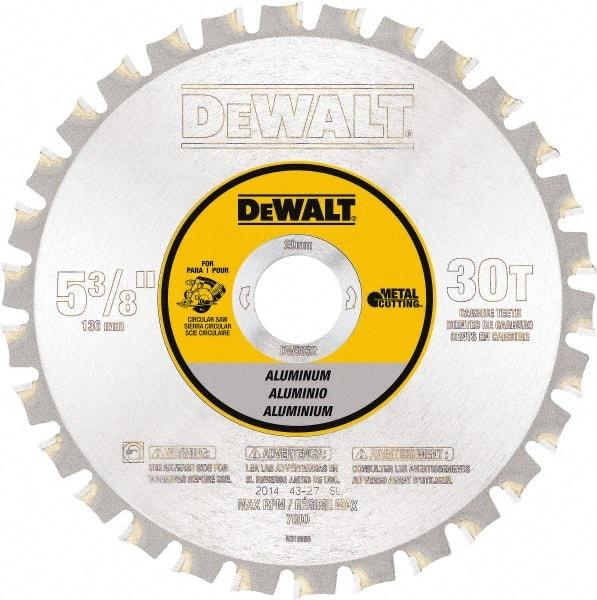 DeWALT - 5-3/8" Diam, 30 Tooth Wet & Dry Cut Saw Blade - Steel, Standard Round Arbor - Benchmark Tooling