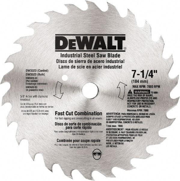 DeWALT - 7-1/4" Diam, 20 Tooth Wet & Dry Cut Saw Blade - Steel, Standard Round Arbor - Benchmark Tooling