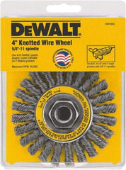 DeWALT - 4" OD, 5/8" Arbor Hole, Knotted Steel Wheel Brush - 4" Face Width, 1" Trim Length - Benchmark Tooling