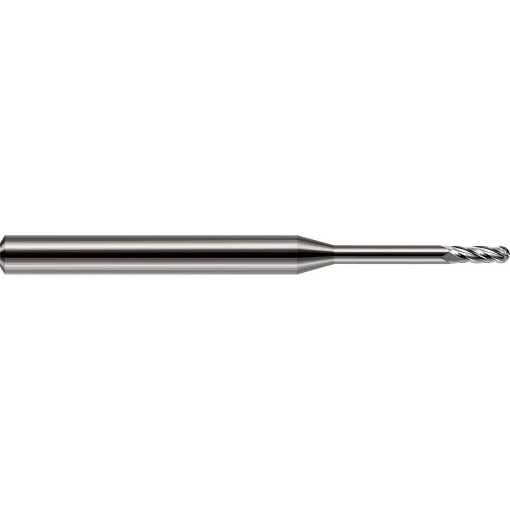 Harvey Tool - 1/32" Diam, 3/32" LOC, 4 Flute Solid Carbide Ball End Mill - Exact Industrial Supply