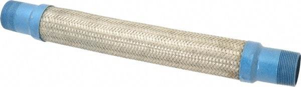 Mason Ind. - 1-1/2" Pipe, Braided Stainless Steel Single Arch Hose Pipe Expansion Joint - 18" Long, 430 Max psi, Male NPT - Benchmark Tooling