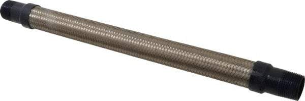 Mason Ind. - 1" Pipe, Braided Stainless Steel Single Arch Hose Pipe Expansion Joint - 18" Long, 580 Max psi, Male NPT - Benchmark Tooling