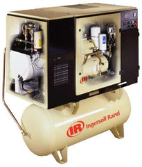 Ingersoll-Rand - 7.5 hp, 80 Gal Stationary Electric Rotary Screw Air Compressor - Three Phase, 150 Max psi, 25 CFM, 200 Volt - Benchmark Tooling