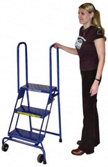 Ballymore - 52" 3 Step Ladder - Portable Folding Safety Ladder, 350 Lb Capacity, 30" Platform Height, 24" Base Width x 23" Base Depth, Perforated Tread - Benchmark Tooling