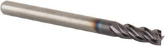 Square End Mill: 1/8'' Dia, 3/8'' LOC, 1/8'' Shank Dia, 1-1/2'' OAL, 4 Flutes, Solid Carbide Single End, TiAlN Finish, Spiral Flute, Variable Helix, Centercutting, RH Cut, RH Flute, Series 177