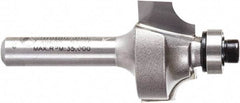 Amana Tool - 7/8" Cut Diam, 1/2" Length of Cut, 2 Flute Beading Edge Profile Router Bit - Carbide-Tipped, 1/4" Shank Diam, 2" OAL, Uncoated - Benchmark Tooling