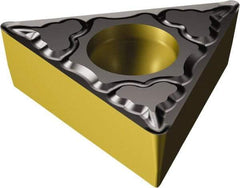 Sandvik Coromant - TCMT32.51 KM Grade 3210 Carbide Turning Insert - TiCN/AI2O3/TiN Finish, 60° Triangle, 3/8" Inscr Circle, 5/32" Thick, 1/64" Corner Radius - Benchmark Tooling