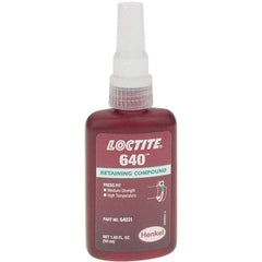 Loctite - 50 mL Bottle, Green, High Strength Liquid Retaining Compound - Series 640, 24 hr Full Cure Time - Benchmark Tooling