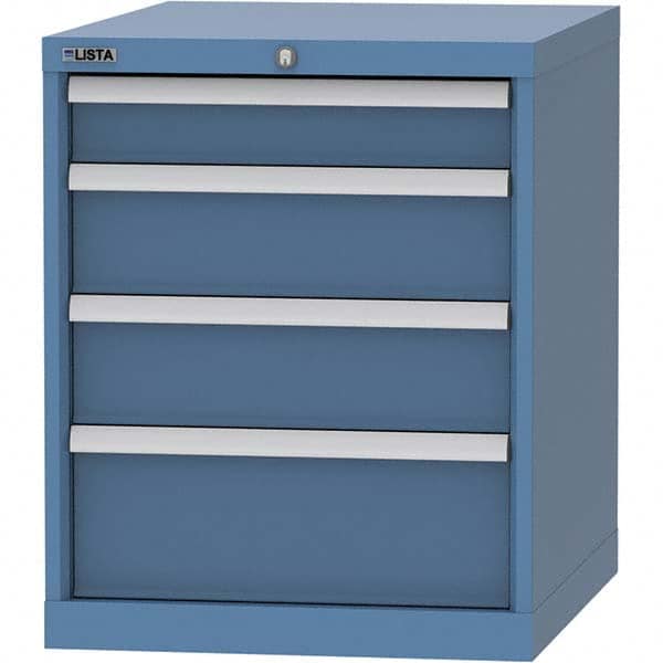 LISTA - 4 Drawer, 99 Compartment Red Steel Modular Storage Cabinet - Benchmark Tooling
