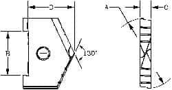 Allied Machine and Engineering - 1-21/32" Diam x 11/16" Thick, Seat Code B, 130° Included Angle Spade Drill Insert - TiN Coated, High Speed Steel, Series B - Benchmark Tooling