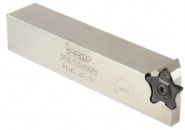 Iscar - 0.256" Max Depth of Cut, 0.5mm Min Groove Width, 135mm OAL, Right Hand Indexable Grooving Cutoff Toolholder - 25mm Shank Height x 25mm Shank Width, PENTA 24... Insert Style, PCH Toolholder Style, Series PentaCut - Benchmark Tooling