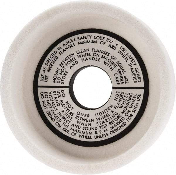 Grier Abrasives - 5" Diam, 1-1/4" Hole Size, 1-1/2" Overall Thickness, 80 Grit, Type 6 Tool & Cutter Grinding Wheel - Medium Grade, Aluminum Oxide, K Hardness, Vitrified Bond, 4,966 RPM - Benchmark Tooling