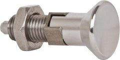 Gibraltar - M12x1.5, 17mm Thread Length, 6mm Plunger Diam, Lockout Knob Handle Indexing Plunger - Plunger Style D, 20mm Body Length, 51.7mm OAL, Stainless Steel - Benchmark Tooling