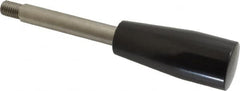 Gibraltar - M10x1.5 Stem, 0.91" Knob Diam, 0.47" Shaft Diam, Type E Gear Lever Arm with Cylindrical Knob - 0.55" Thread Length, 5.31" Handle Length, Stainless Steel Shaft, Phenolic Knob - Benchmark Tooling