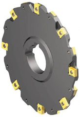 Kennametal - Arbor Hole Connection, 3/8" Cutting Width, 0.966" Depth of Cut, 4" Cutter Diam, 1-1/4" Hole Diam, 9 Tooth Indexable Slotting Cutter - 90° LN Toolholder, LNE 1245... Insert - Benchmark Tooling