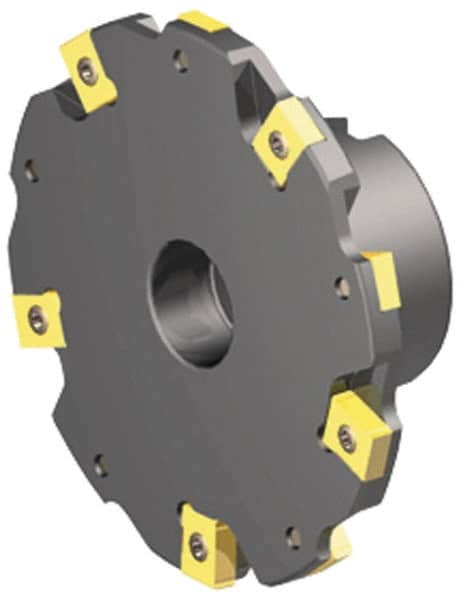 Kennametal - Shell Mount Connection, 1/4" Cutting Width, 0.942" Depth of Cut, 4" Cutter Diam, 1" Hole Diam, 10 Tooth Indexable Slotting Cutter - 90° LN Toolholder, LNE 1240... Insert - Benchmark Tooling