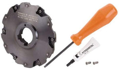 Kennametal - Arbor Hole Connection, 5/16" Cutting Width, 1.435" Depth of Cut, 5" Cutter Diam, 1-1/4" Hole Diam, 6 Tooth Indexable Slotting Cutter - 90° LN Toolholder, LNE 1245... Insert - Benchmark Tooling