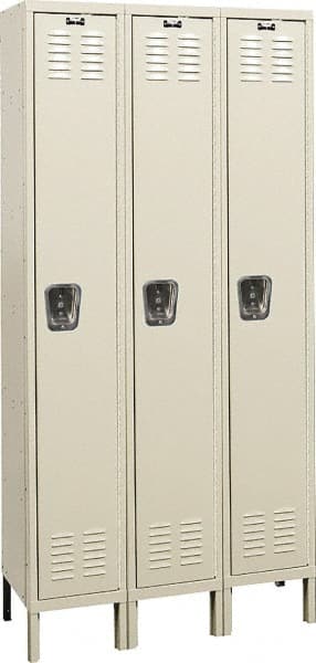 Hallowell - 3 Door, 1 Tier, Galvanite Corrosion Resistant Wardrobe & Box Lockers - Benchmark Tooling