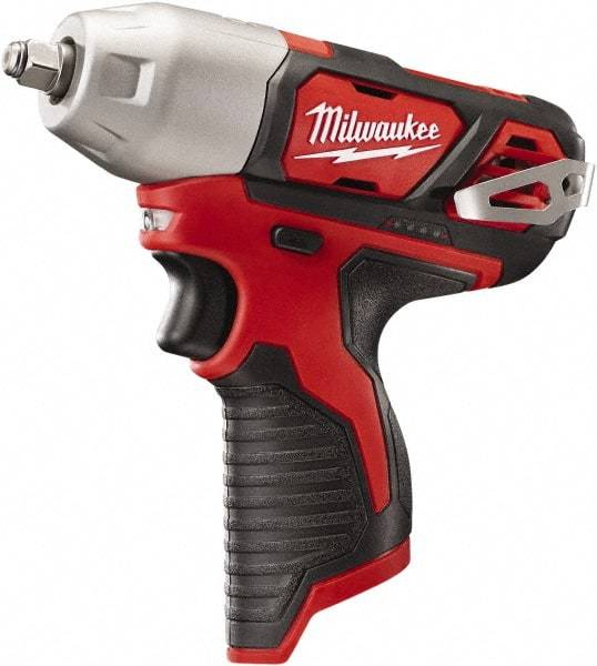 Milwaukee Tool - 3/8" Drive 12 Volt Pistol Grip Cordless Impact Wrench & Ratchet - 0 to 2,500 RPM, 0 to 3,300 BPM, 100 Ft/Lb Torque, Lithium-Ion Batteries Not Included - Benchmark Tooling