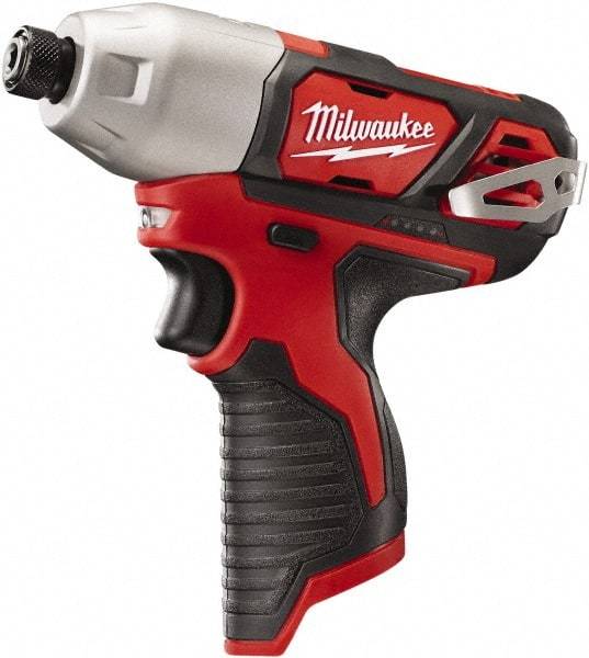 Milwaukee Tool - 12 Volt, 1/4" Drive, 1,000 In/Lb Torque, Cordless Impact Driver - Pistol Grip Handle, 2500 RPM, Lithium-Ion, Bare Tool - Benchmark Tooling