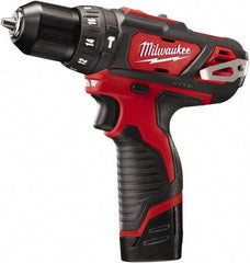 Milwaukee Tool - 12 Volt 3/8" Keyless Chuck Cordless Hammer Drill - 0 to 22,500 BPM, 0 to 400 & 0 to 1,500 RPM, Reversible - Benchmark Tooling