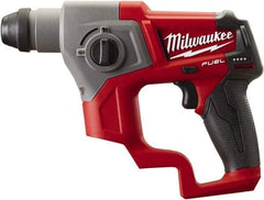 Milwaukee Tool - 12 Volt SDS Plus Chuck Cordless Rotary Hammer - 0 to 6,200 BPM, 0 to 900 RPM, Reversible - Benchmark Tooling