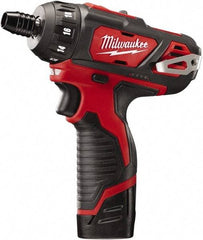 Milwaukee Tool - 12 Volts, Lithium-Ion Battery, Pistol Grip Cordless Screwdriver - 2 Speeds, 400 and 1,500 RPM, 275 Inch/Lbs. Torque - Benchmark Tooling