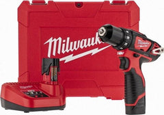 Milwaukee Tool - 12 Volt 3/8" Chuck Pistol Grip Handle Cordless Drill - 0-400 & 0-1500 RPM, Keyless Chuck, Reversible, 2 Lithium-Ion Batteries Included - Benchmark Tooling