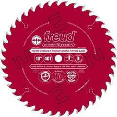 Freud - 10" Diam, 5/8" Arbor Hole Diam, 40 Tooth Wet & Dry Cut Saw Blade - Carbide-Tipped, Standard Round Arbor - Benchmark Tooling