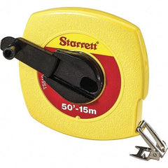 Starrett - 50' x 3/8" Yellow Blade Tape Measure - 1/8" & 1mm Graduation, L6 Graduation Style, Yellow Case - Benchmark Tooling