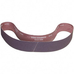 Norton - 2" Wide x 48" OAL, 220 Grit, Aluminum Oxide Abrasive Belt - Aluminum Oxide, Coated, X Weighted Cloth Backing - Benchmark Tooling