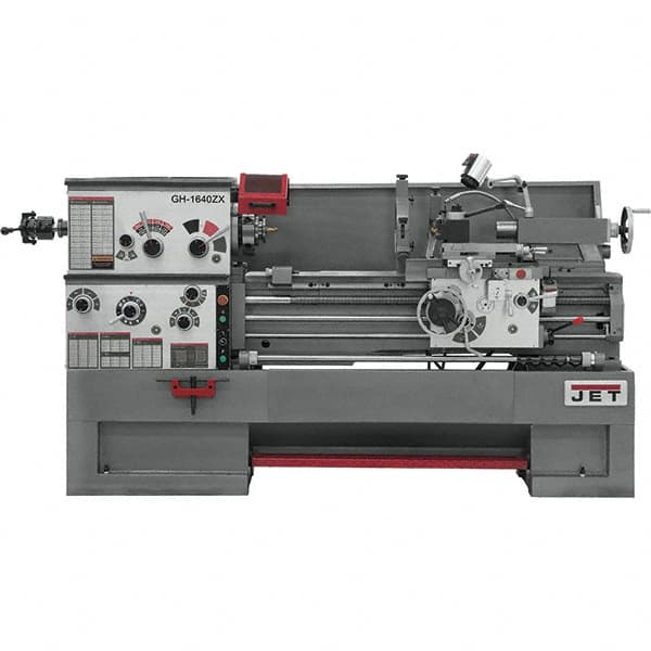 Jet - 16" Swing, 60" Between Centers, 230 Volt, Triple Phase Engine Lathe - 7MT Taper, 7-1/2 hp, 25 to 1,800 RPM, 3-1/8" Bore Diam, 44" Deep x 66" High x 96" Long - Benchmark Tooling