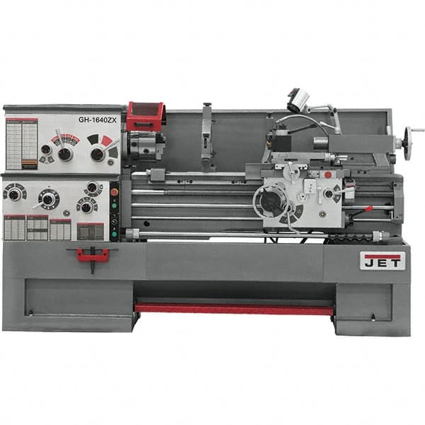 Jet - 16" Swing, 40" Between Centers, 230 Volt, Triple Phase Engine Lathe - 7MT Taper, 7-1/2 hp, 25 to 1,800 RPM, 3-1/8" Bore Diam, 40" Deep x 48" High x 97-1/2" Long - Benchmark Tooling