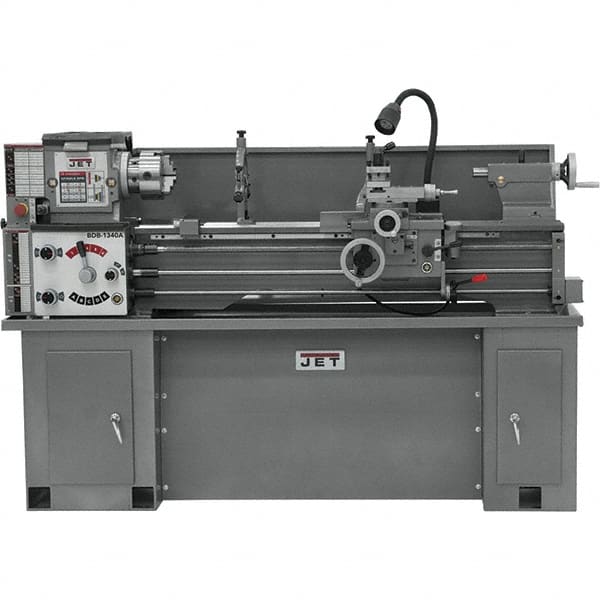 Jet - 13" Swing, 40" Between Centers, 230 Volt, Single Phase Bench Lathe - 5MT Taper, 2 hp, 60 to 1,240 RPM, 1-3/8" Bore Diam, 32" Deep x 45" High x 71" Long - Benchmark Tooling