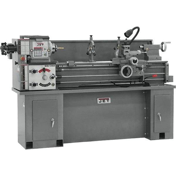 Jet - 13" Swing, 40" Between Centers, 230 Volt, Single Phase Bench Lathe - 5MT Taper, 2 hp, 60 to 1,240 RPM, 1-3/8" Bore Diam, 30" Deep x 29-1/2" High x 76-1/2" Long - Benchmark Tooling