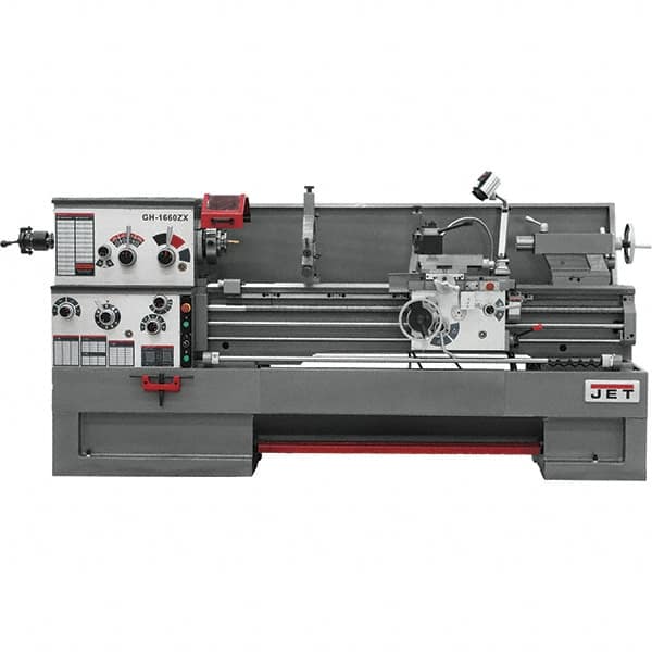 Jet - 16" Swing, 60" Between Centers, 230 Volt, Triple Phase Engine Lathe - 7MT Taper, 7-1/2 hp, 25 to 1,800 RPM, 3-1/8" Bore Diam, 40" Deep x 48" High x 116-1/2" Long - Benchmark Tooling