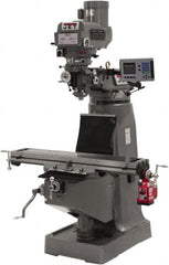 Jet - 9" Table Width x 49" Table Length, Variable Speed Pulley Control, 3 Phase Knee Milling Machine - R8 Spindle Taper - Benchmark Tooling