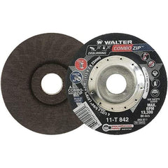 WALTER Surface Technologies - 60 Grit, 4-1/2" Wheel Diam, 5/64" Wheel Thickness, 7/8" Arbor Hole, Type 27 Depressed Center Wheel - 13,300 Max RPM - Benchmark Tooling