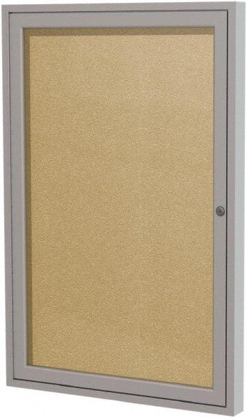 Ghent - 36" Wide x 24" High Enclosed Cork Bulletin Board - Vinyl, Caramel - Benchmark Tooling