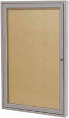 Ghent - 36" Wide x 24" High Enclosed Cork Bulletin Board - Vinyl, Caramel - Benchmark Tooling