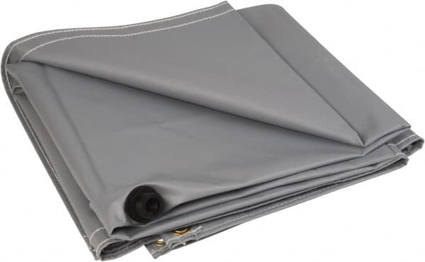 PRO-SAFE - Tarp-Shaped Heavy Duty Flame Retardant Roof Leak Diverter - 10' Long x 10' Wide x 18 mil Thick, Gray - Benchmark Tooling