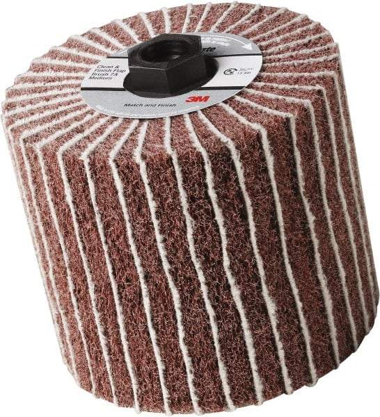 3M - 4-1/2" Diam 150 Grit Aluminum Oxide Unmounted Flap Wheel - 5/8-11 Threaded Hole, 4" Wide, Nonwoven & Coated, Grade Fine, 3,500 Max RPM - Benchmark Tooling