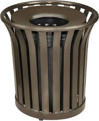 Rubbermaid - 36 Gal Bronze Round Decorative Waste Receptacle With Top - Steel, 826mm High - Benchmark Tooling