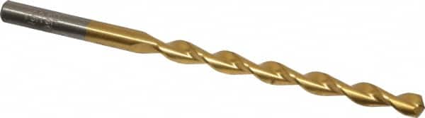 Chicago-Latrobe - 3/16" 135° High Speed Steel Jobber Drill - TiN Finish, Right Hand Cut, Parabolic Flute, Straight Shank, 3-1/2" OAL, Split Point - Benchmark Tooling