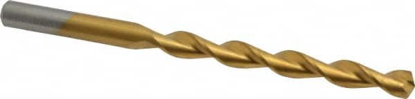 Chicago-Latrobe - 9/32" 135° High Speed Steel Jobber Drill - TiN Finish, Right Hand Cut, Parabolic Flute, Straight Shank, 4-1/4" OAL, Split Point - Benchmark Tooling